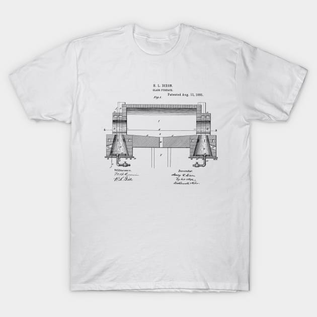 Glass Furnace Vintage Patent Hand Drawing T-Shirt by TheYoungDesigns